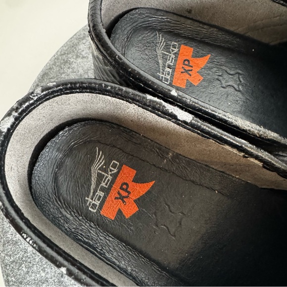 Dansko Leather Dark Green Taupe Snakeskin Clogs Non Slip Shoes 40 - Picture 8 of 12